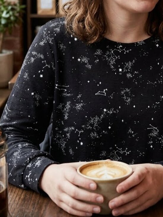 Reitmans Tops - Reitmans Women's Black Long Sleeve Cosmic T-Shirt Astronomy Stars Size L/XL